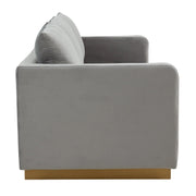 Nervo 3-Seater Velvet/Leather Full Sofa with Gold Stainless Steel Base - Elax Furniture