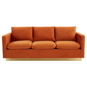 Nervo 3-Seater Velvet/Leather Full Sofa with Gold Stainless Steel Base - Elax Furniture