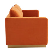 Nervo 3-Seater Velvet/Leather Full Sofa with Gold Stainless Steel Base - Elax Furniture