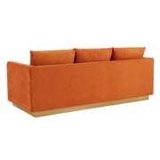 Nervo 3-Seater Velvet/Leather Full Sofa with Gold Stainless Steel Base - Elax Furniture