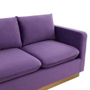 Nervo 3-Seater Velvet/Leather Full Sofa with Gold Stainless Steel Base - Elax Furniture