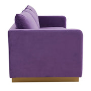 Nervo 3-Seater Velvet/Leather Full Sofa with Gold Stainless Steel Base - Elax Furniture