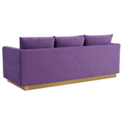 Nervo 3-Seater Velvet/Leather Full Sofa with Gold Stainless Steel Base - Elax Furniture