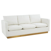 Nervo 3-Seater Velvet/Leather Full Sofa with Gold Stainless Steel Base - Elax Furniture