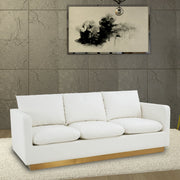 Nervo 3-Seater Velvet/Leather Full Sofa with Gold Stainless Steel Base - Elax Furniture