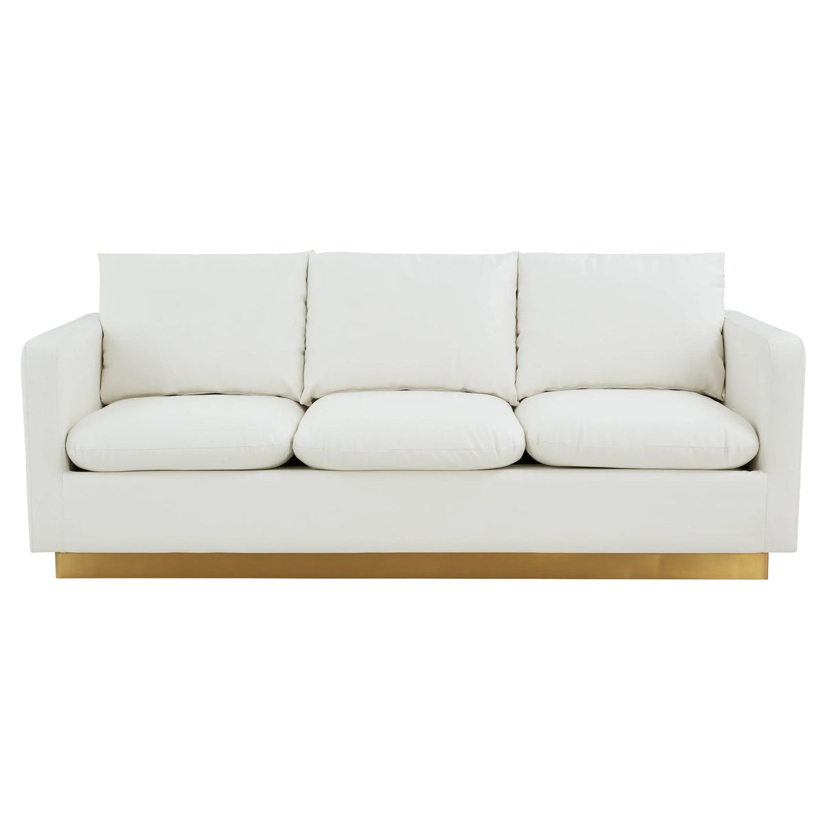 Nervo 3-Seater Velvet/Leather Full Sofa with Gold Stainless Steel Base - Elax Furniture