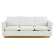 Nervo 3-Seater Velvet/Leather Full Sofa with Gold Stainless Steel Base - Elax Furniture