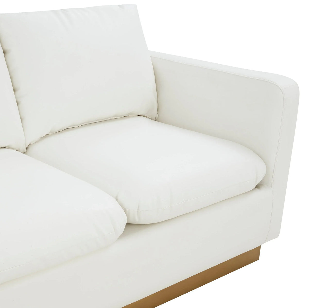 Nervo 3-Seater Velvet/Leather Full Sofa with Gold Stainless Steel Base - Elax Furniture