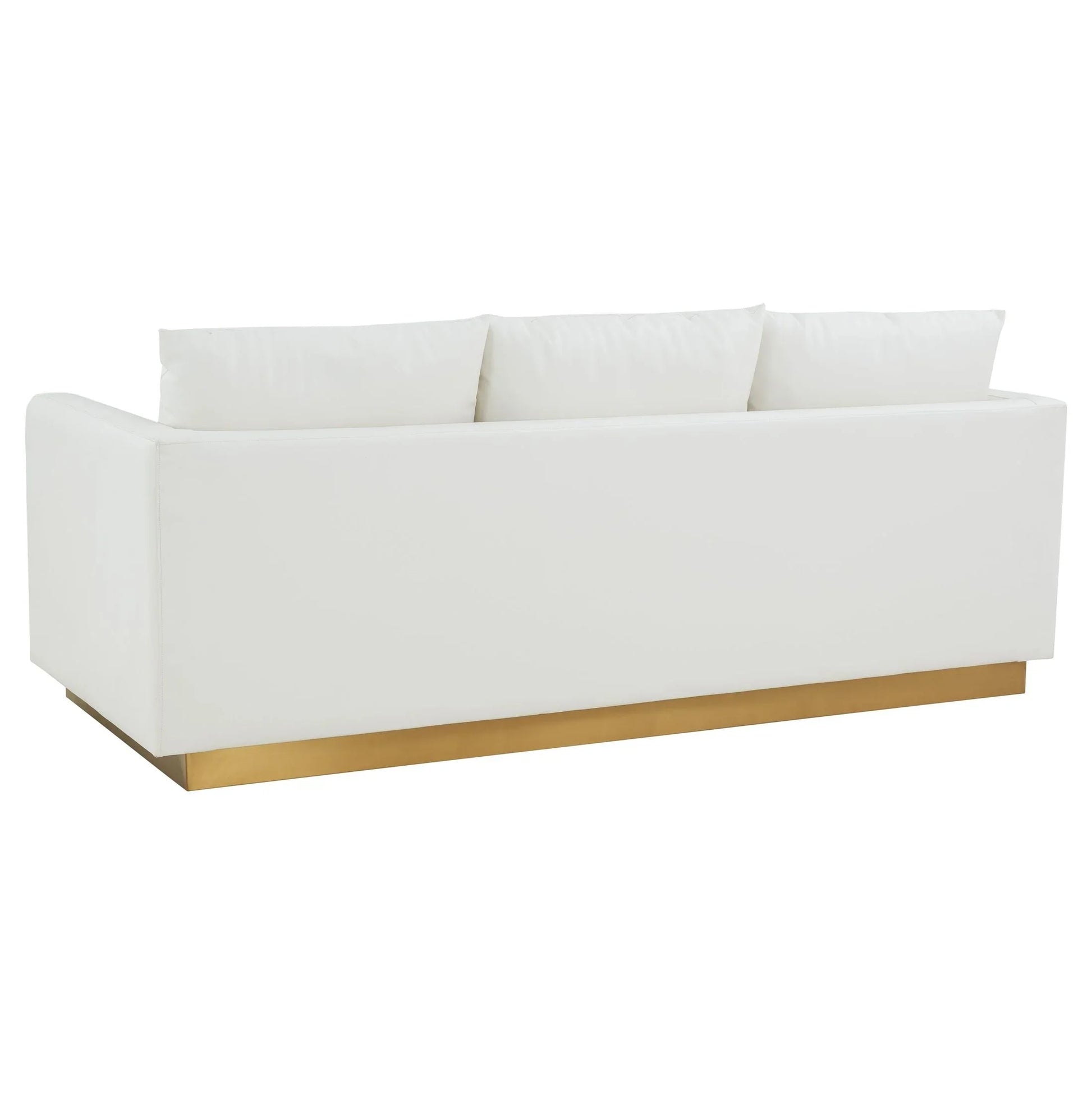 Nervo 3-Seater Velvet/Leather Full Sofa with Gold Stainless Steel Base - Elax Furniture