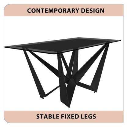 Nuvor Dining Table with Rectangular Sintered Stone/Glass Tabletop and Steel Legs - Elax Furniture