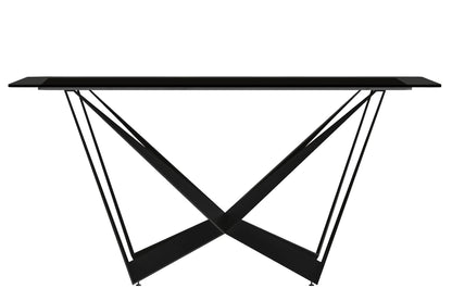 Nuvor Dining Table with Rectangular Sintered Stone/Glass Tabletop and Steel Legs - Elax Furniture