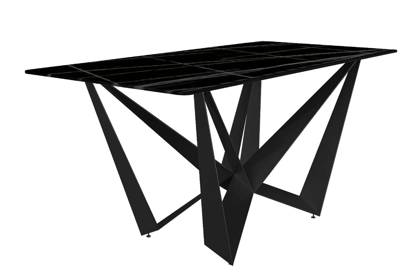 Nuvor Dining Table with Rectangular Sintered Stone/Glass Tabletop and Steel Legs - Elax Furniture