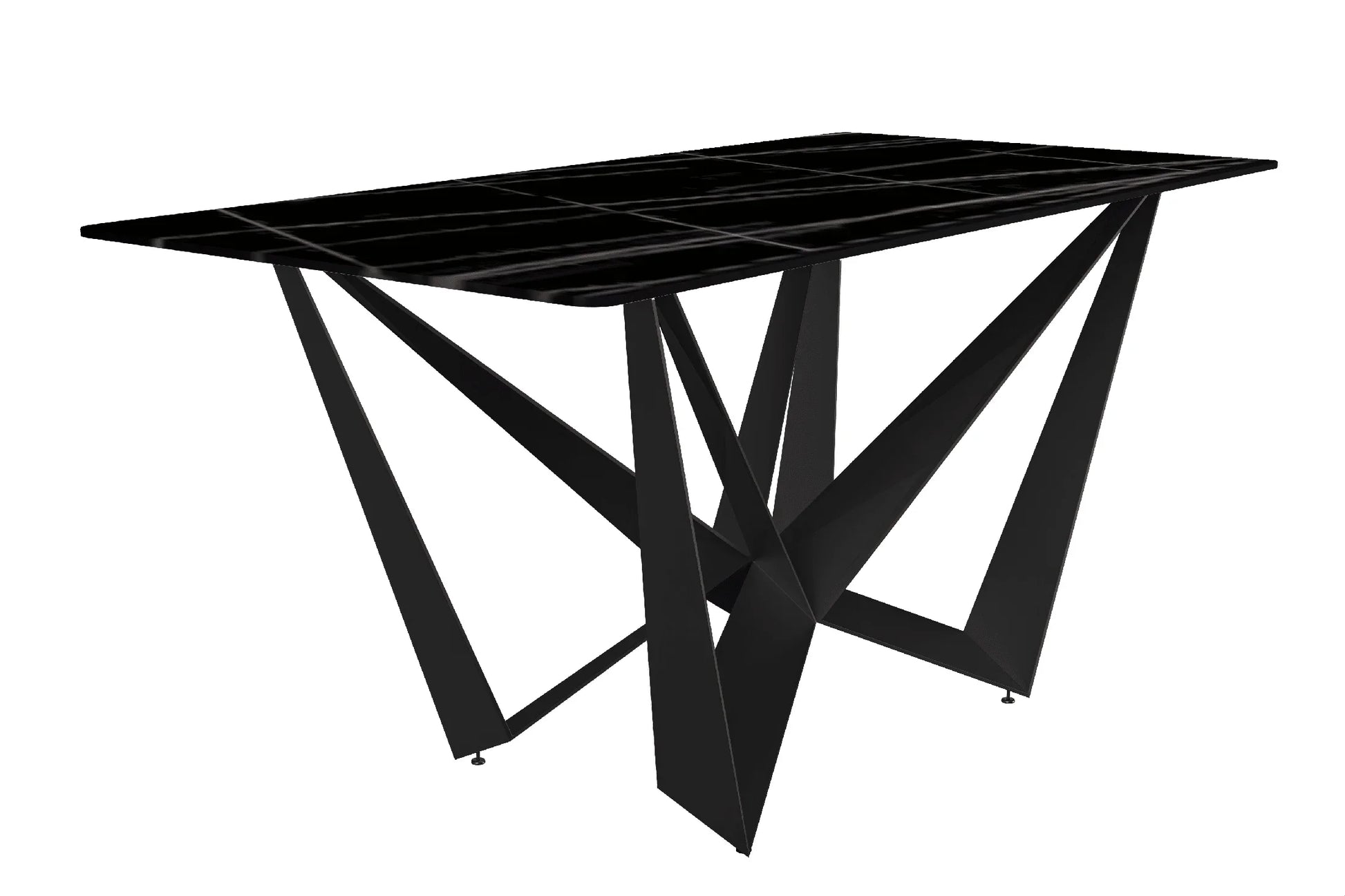 Nuvor Dining Table with Rectangular Sintered Stone/Glass Tabletop and Steel Legs - Elax Furniture