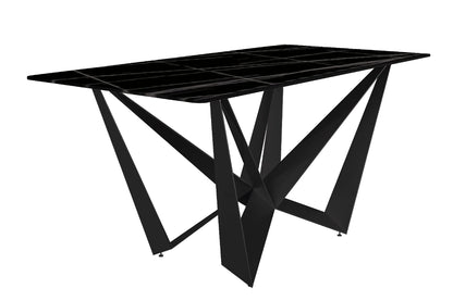 Nuvor Dining Table with Rectangular Sintered Stone/Glass Tabletop and Steel Legs - Elax Furniture