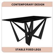 Nuvor Dining Table with Rectangular Sintered Stone/Glass Tabletop and Steel Legs - Elax Furniture