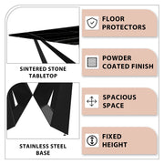 Nuvor Dining Table with Rectangular Sintered Stone/Glass Tabletop and Steel Legs - Elax Furniture