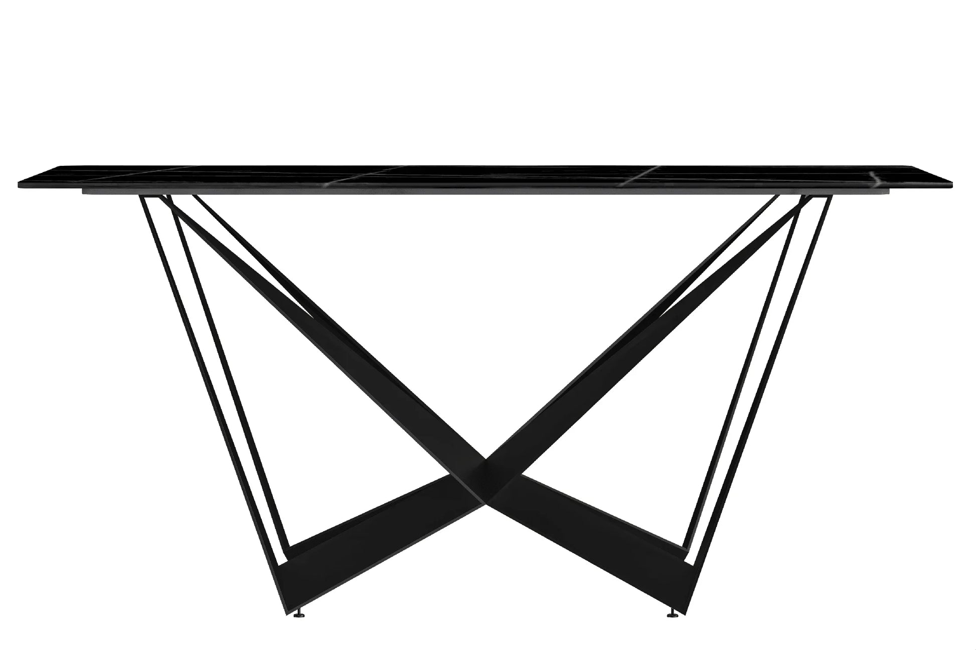 Nuvor Dining Table with Rectangular Sintered Stone/Glass Tabletop and Steel Legs - Elax Furniture