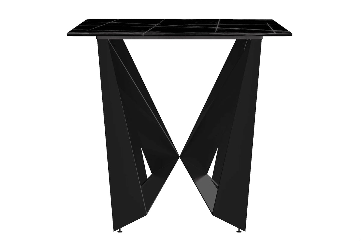Nuvor Dining Table with Rectangular Sintered Stone/Glass Tabletop and Steel Legs - Elax Furniture