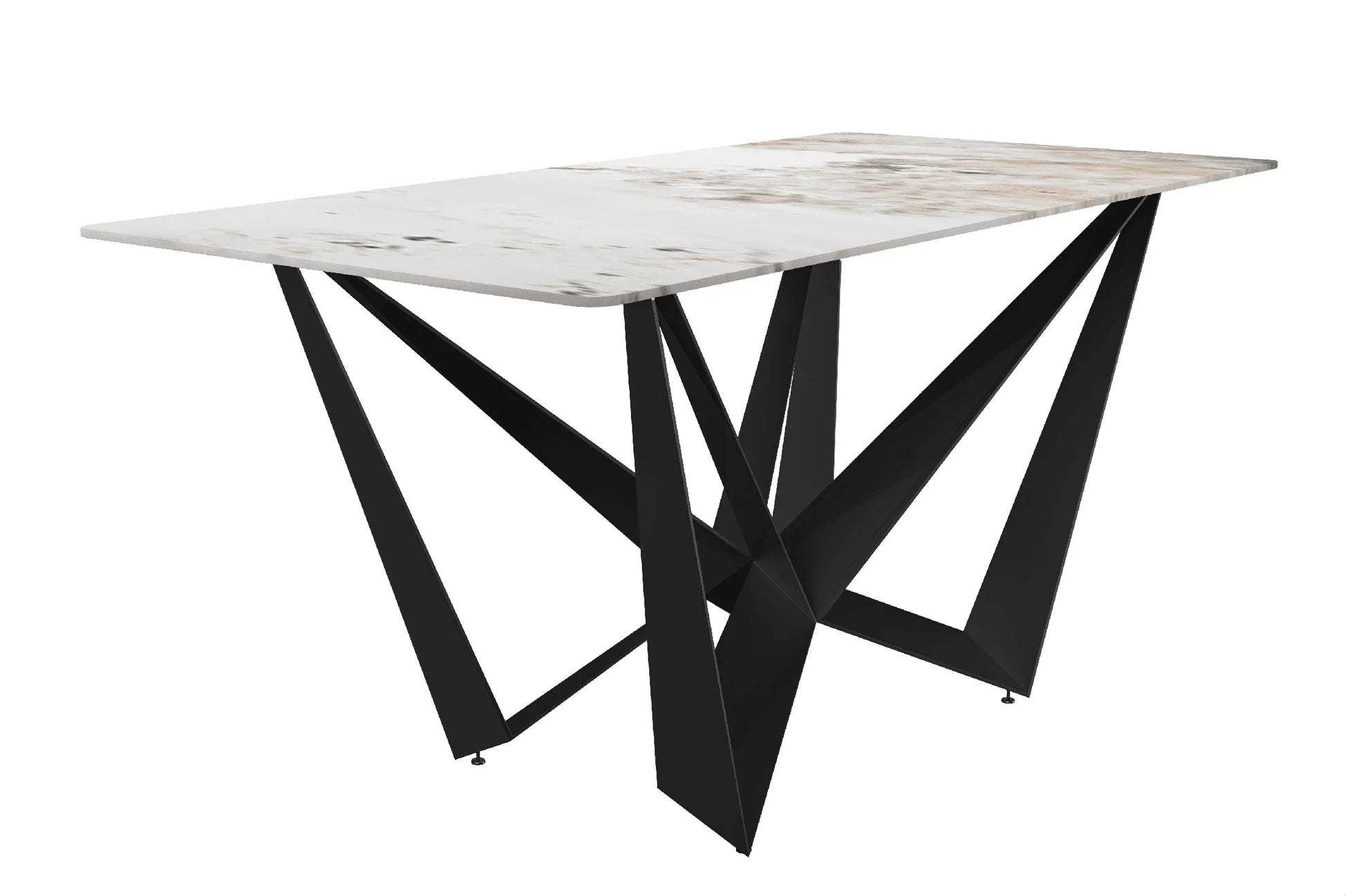 Nuvor Dining Table with Rectangular Sintered Stone/Glass Tabletop and Steel Legs - Elax Furniture