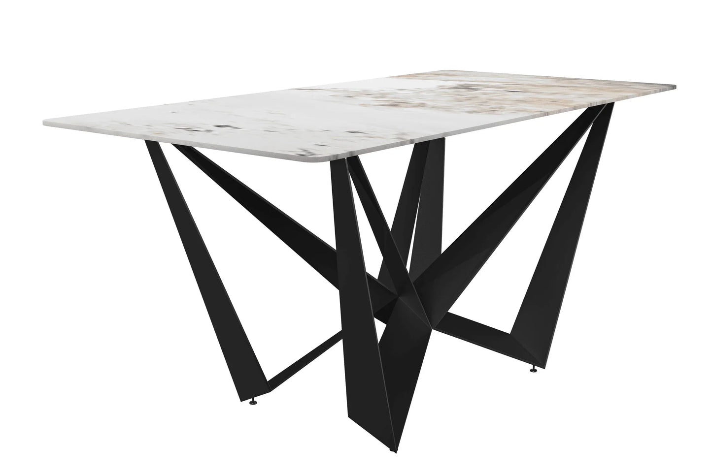 Nuvor Dining Table with Rectangular Sintered Stone/Glass Tabletop and Steel Legs - Elax Furniture