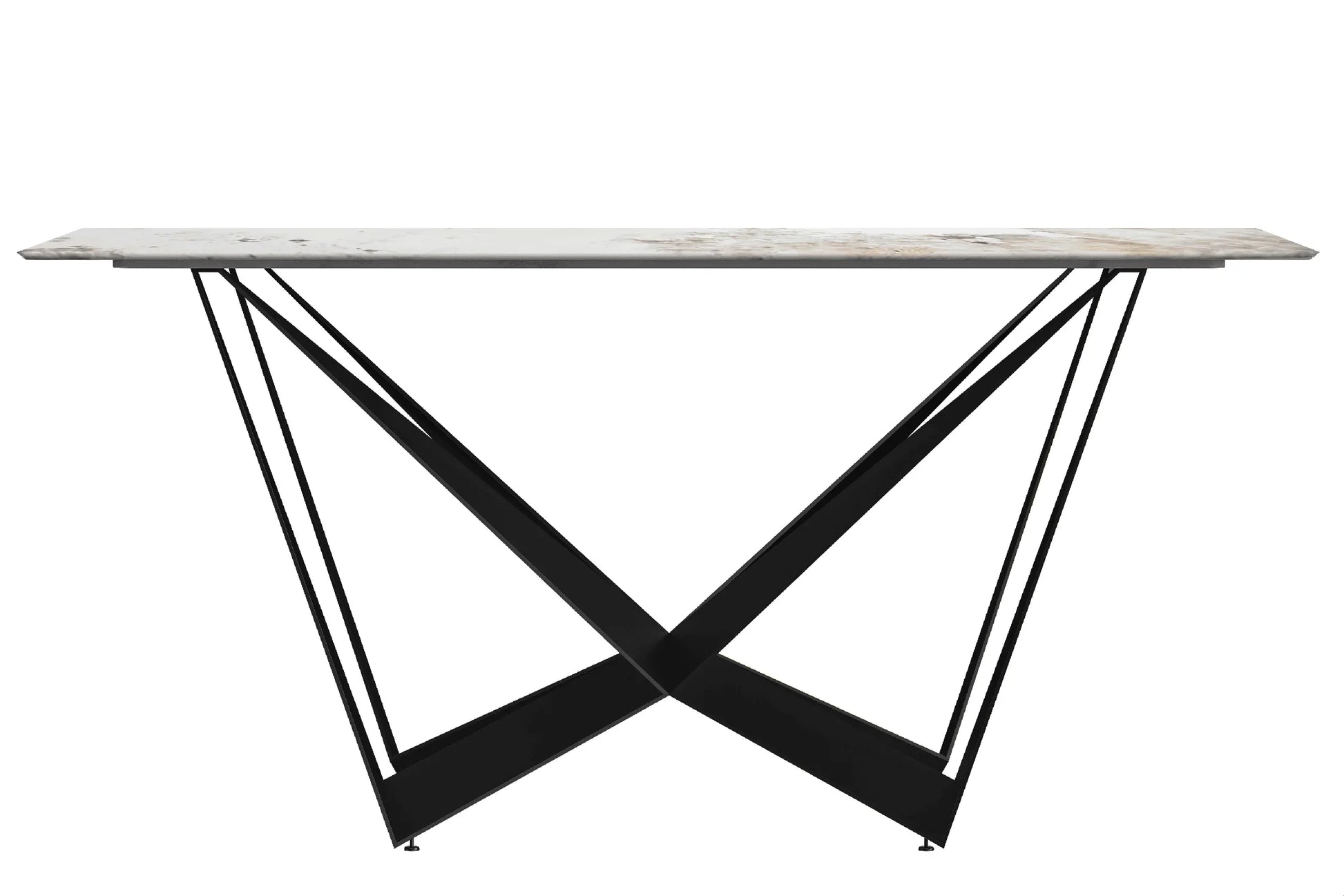 Nuvor Dining Table with Rectangular Sintered Stone/Glass Tabletop and Steel Legs - Elax Furniture