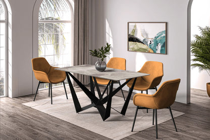Nuvor Dining Table with Rectangular Sintered Stone/Glass Tabletop and Steel Legs - Elax Furniture