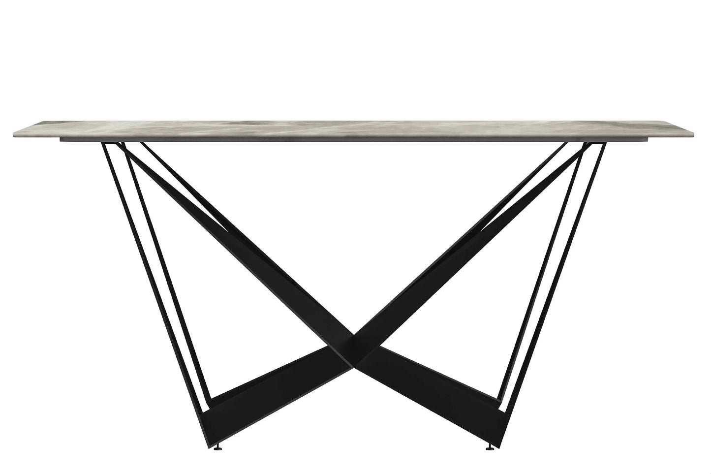 Nuvor Dining Table with Rectangular Sintered Stone/Glass Tabletop and Steel Legs - Elax Furniture