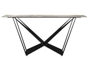 Nuvor Dining Table with Rectangular Sintered Stone/Glass Tabletop and Steel Legs - Elax Furniture