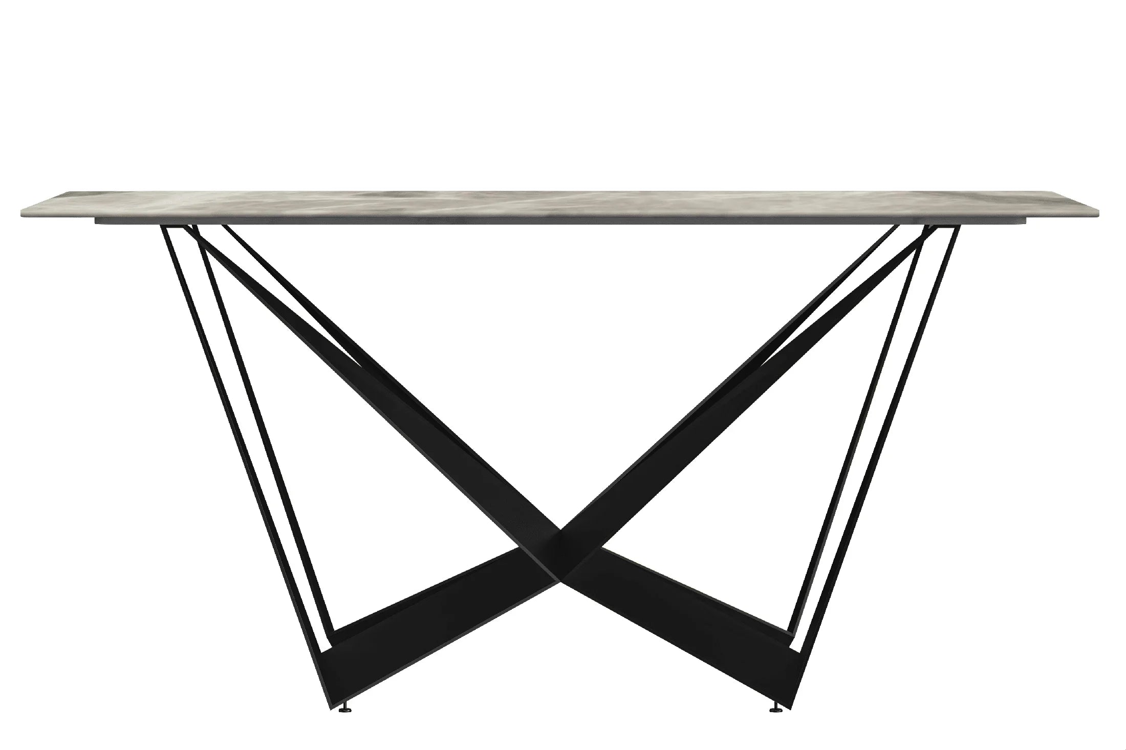 Nuvor Dining Table with Rectangular Sintered Stone/Glass Tabletop and Steel Legs - Elax Furniture