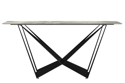 Nuvor Dining Table with Rectangular Sintered Stone/Glass Tabletop and Steel Legs - Elax Furniture