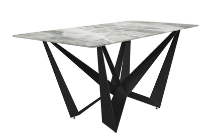 Nuvor Dining Table with Rectangular Sintered Stone/Glass Tabletop and Steel Legs - Elax Furniture