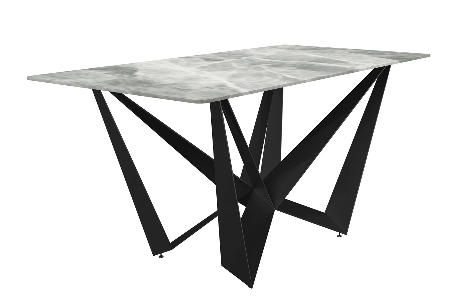 Nuvor Dining Table with Rectangular Sintered Stone/Glass Tabletop and Steel Legs - Elax Furniture