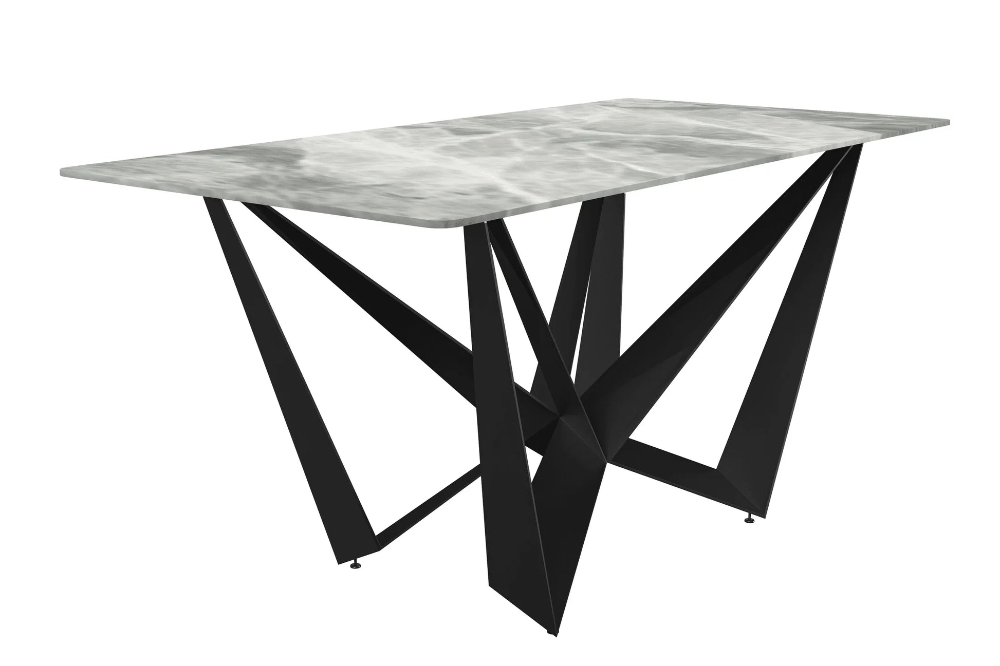 Nuvor Dining Table with Rectangular Sintered Stone/Glass Tabletop and Steel Legs - Elax Furniture
