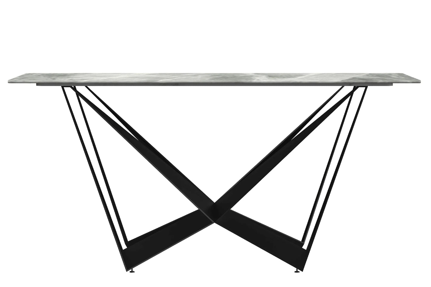 Nuvor Dining Table with Rectangular Sintered Stone/Glass Tabletop and Steel Legs - Elax Furniture