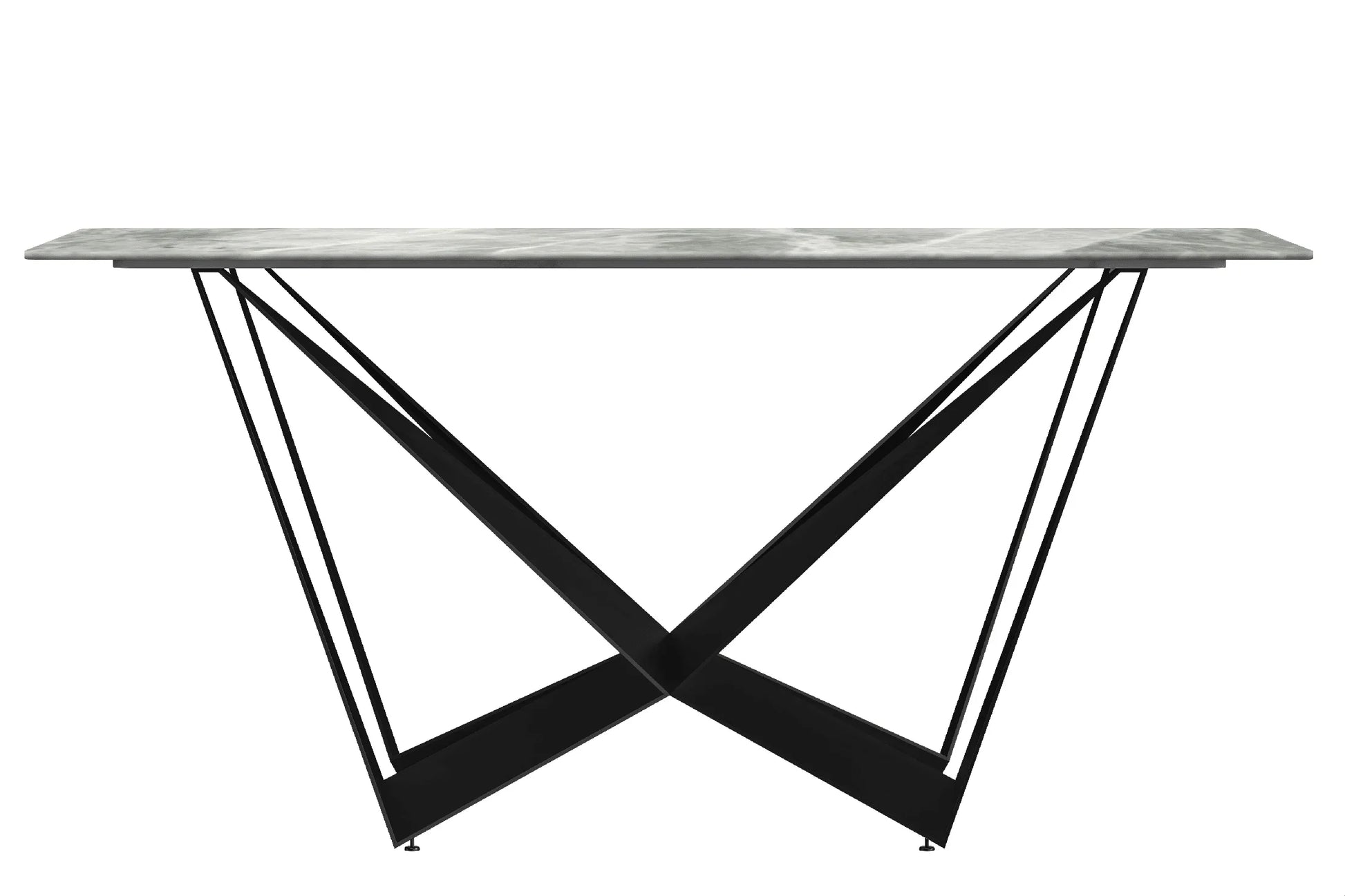 Nuvor Dining Table with Rectangular Sintered Stone/Glass Tabletop and Steel Legs - Elax Furniture