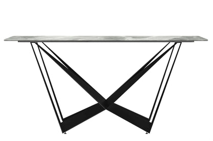 Nuvor Dining Table with Rectangular Sintered Stone/Glass Tabletop and Steel Legs - Elax Furniture