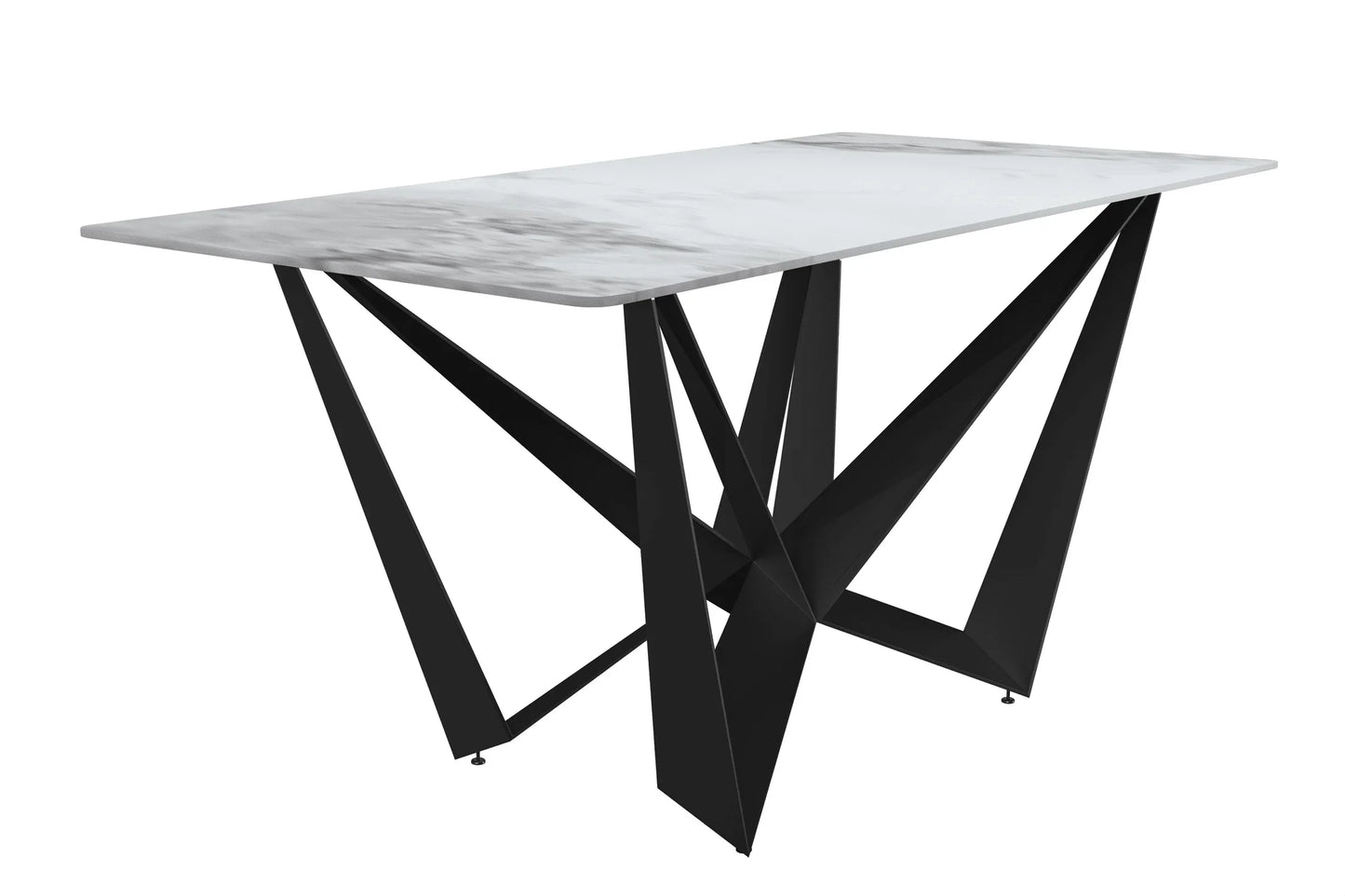 Nuvor Dining Table with Rectangular Sintered Stone/Glass Tabletop and Steel Legs - Elax Furniture