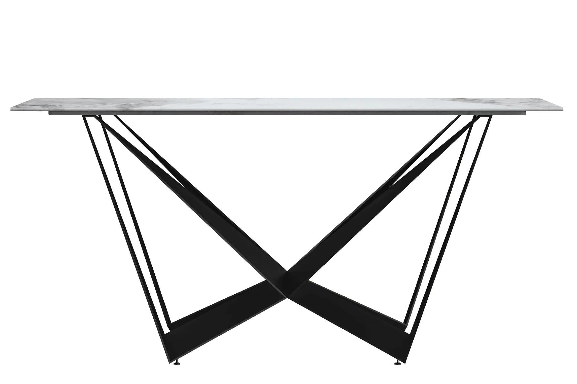 Nuvor Dining Table with Rectangular Sintered Stone/Glass Tabletop and Steel Legs - Elax Furniture