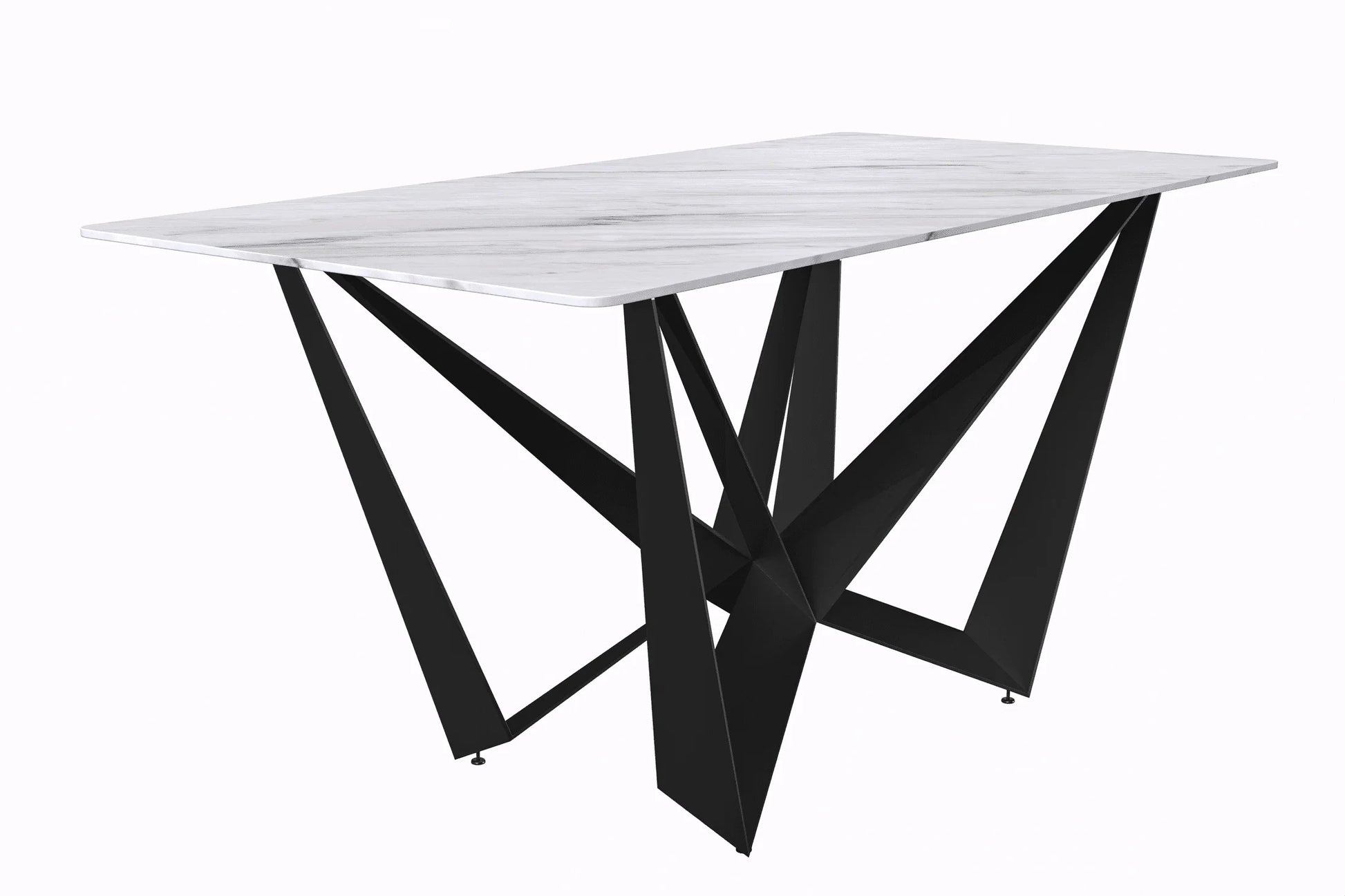 Nuvor Dining Table with Rectangular Sintered Stone/Glass Tabletop and Steel Legs - Elax Furniture