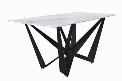 Nuvor Dining Table with Rectangular Sintered Stone/Glass Tabletop and Steel Legs - Elax Furniture
