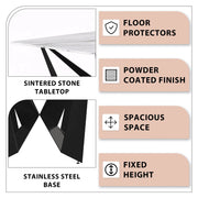 Nuvor Dining Table with Rectangular Sintered Stone/Glass Tabletop and Steel Legs - Elax Furniture