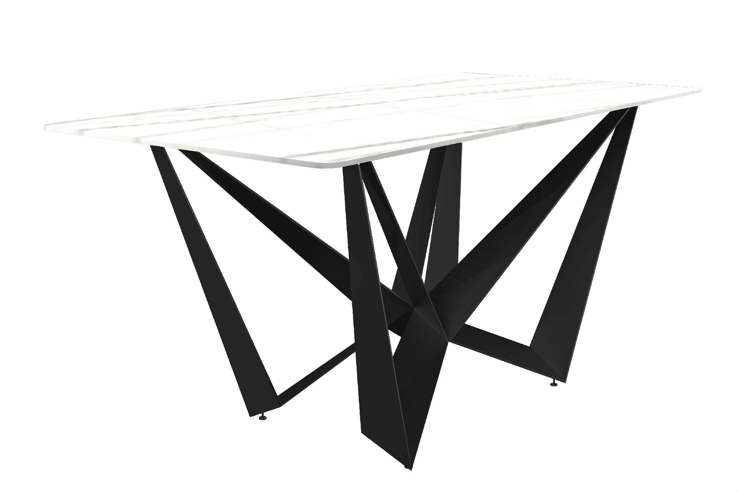 Nuvor Dining Table with Rectangular Sintered Stone/Glass Tabletop and Steel Legs - Elax Furniture
