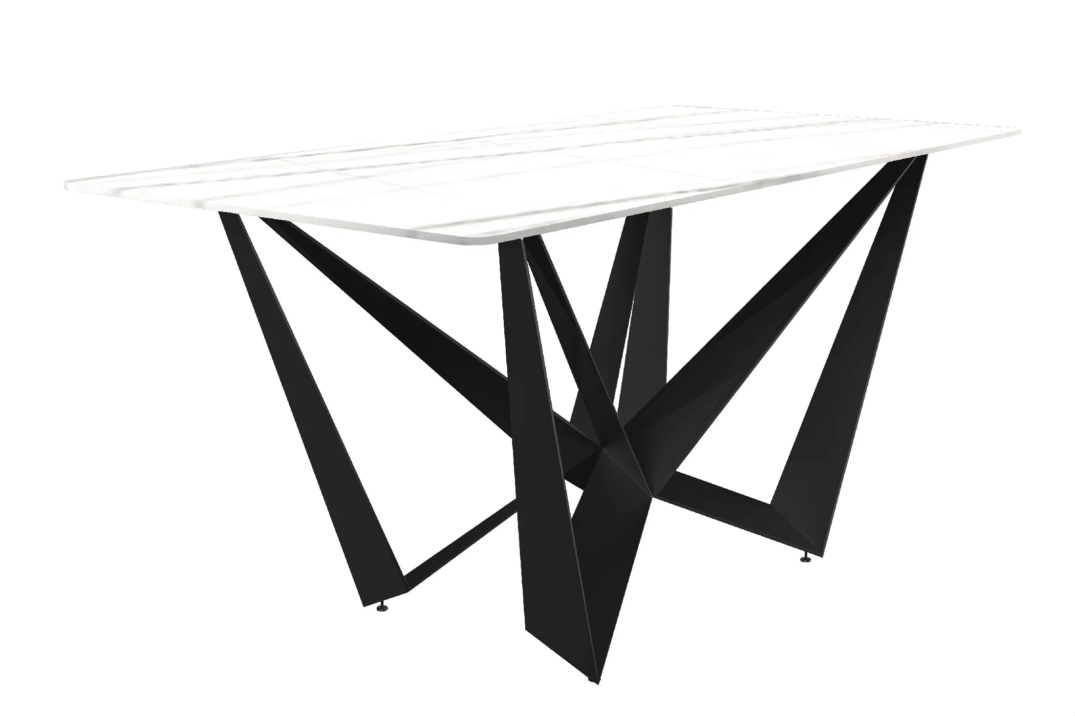 Nuvor Dining Table with Rectangular Sintered Stone/Glass Tabletop and Steel Legs - Elax Furniture