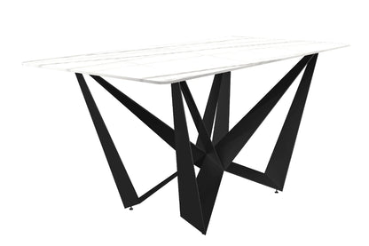 Nuvor Dining Table with Rectangular Sintered Stone/Glass Tabletop and Steel Legs - Elax Furniture