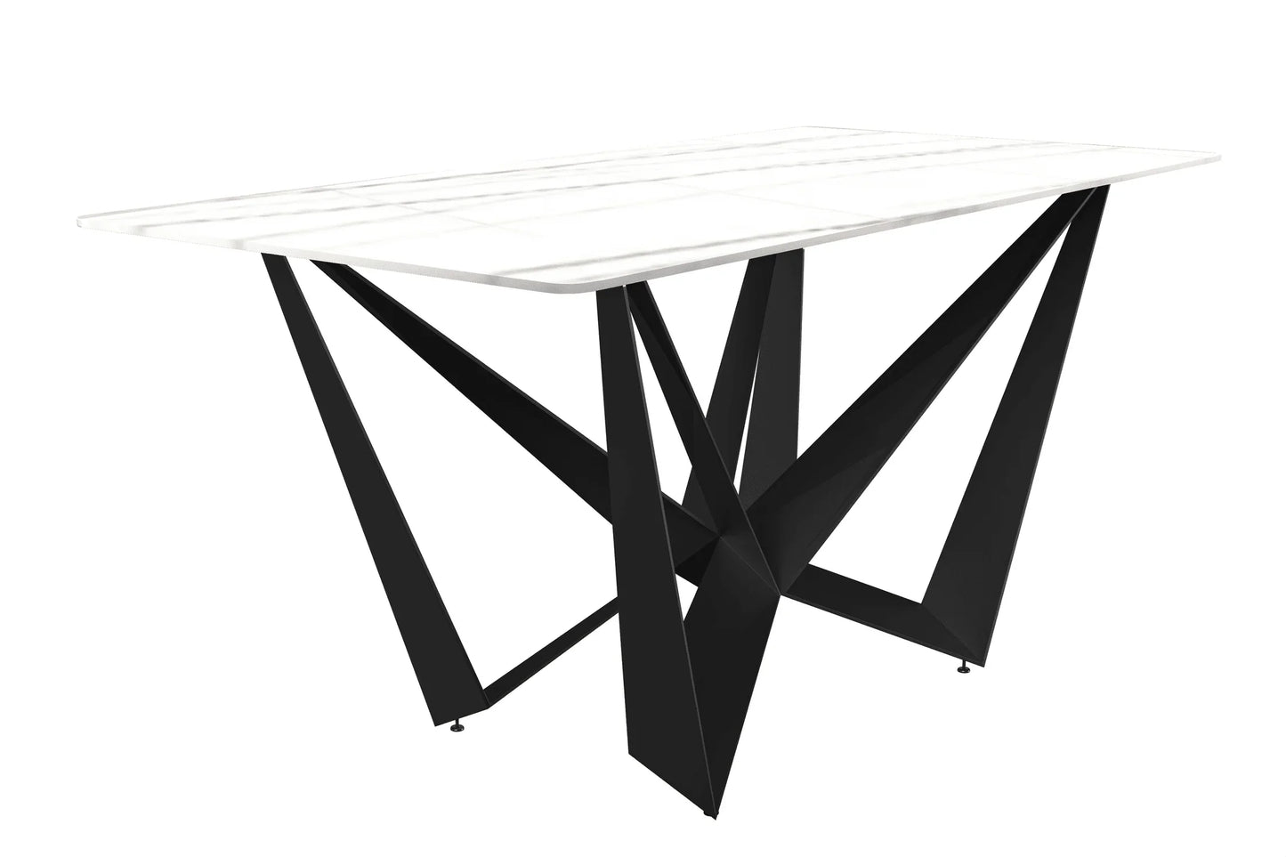 Nuvor Dining Table with Rectangular Sintered Stone/Glass Tabletop and Steel Legs - Elax Furniture