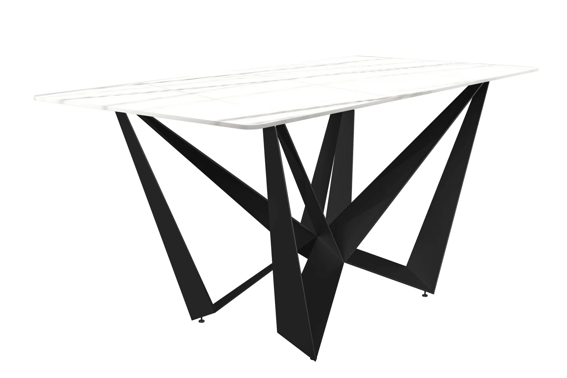 Nuvor Dining Table with Rectangular Sintered Stone/Glass Tabletop and Steel Legs - Elax Furniture
