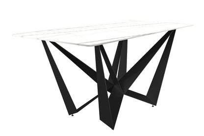 Nuvor Dining Table with Rectangular Sintered Stone/Glass Tabletop and Steel Legs - Elax Furniture