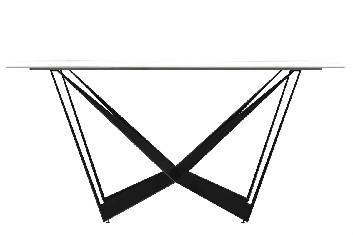 Nuvor Dining Table with Rectangular Sintered Stone/Glass Tabletop and Steel Legs - Elax Furniture