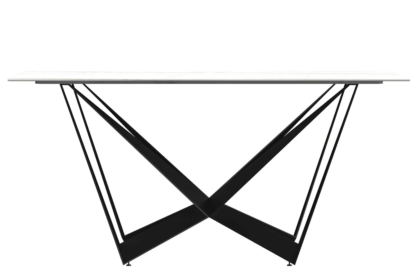 Nuvor Dining Table with Rectangular Sintered Stone/Glass Tabletop and Steel Legs - Elax Furniture