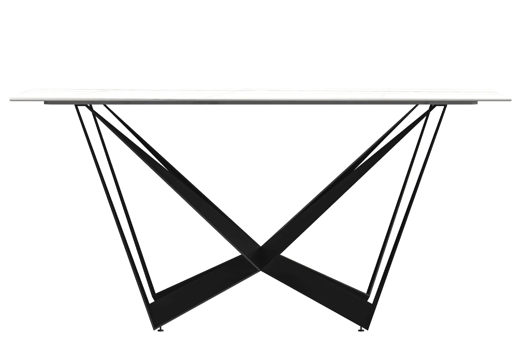 Nuvor Dining Table with Rectangular Sintered Stone/Glass Tabletop and Steel Legs - Elax Furniture